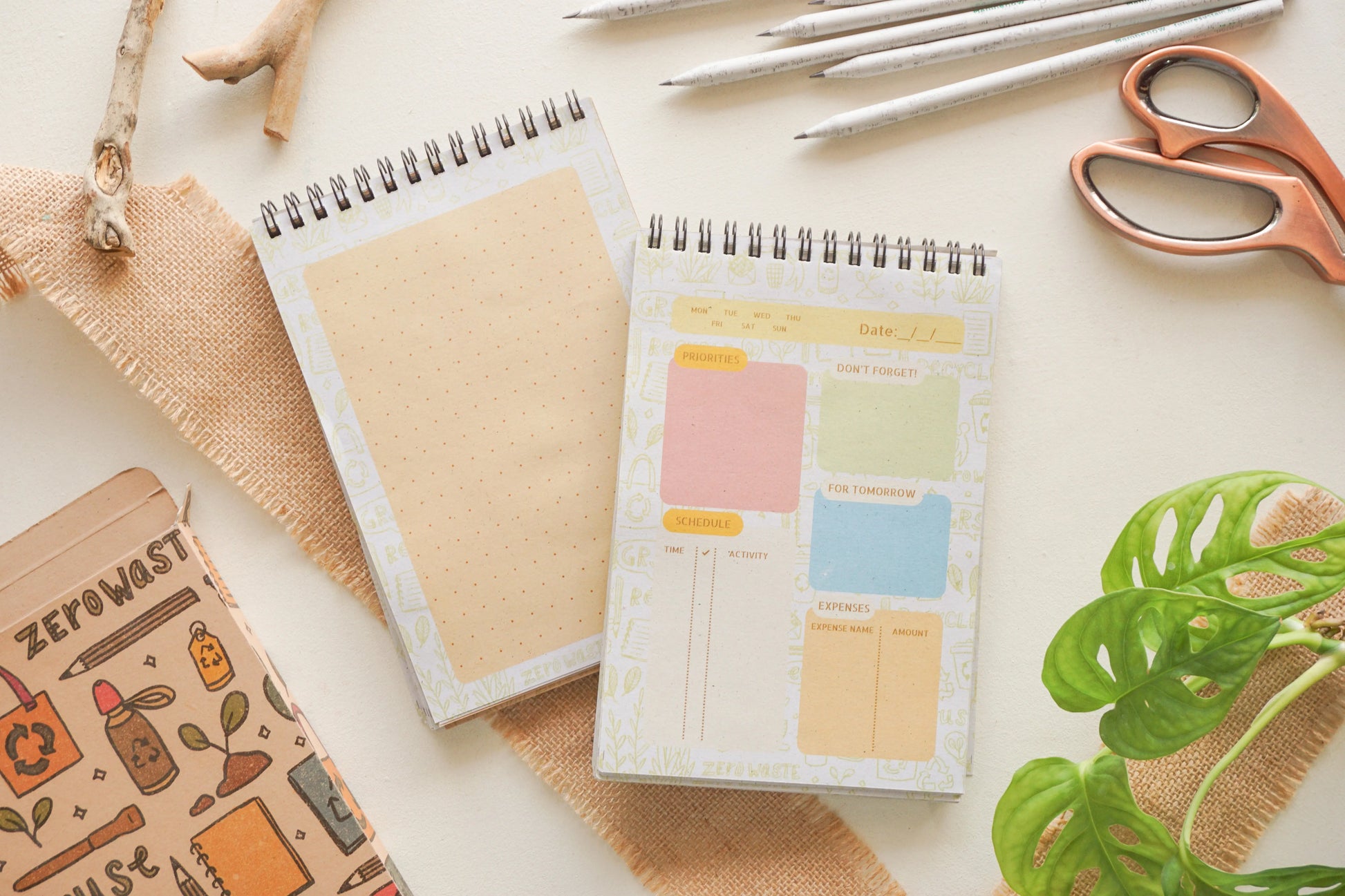 Eco-friendly brown pocket planner with plant, sustainable and affordable