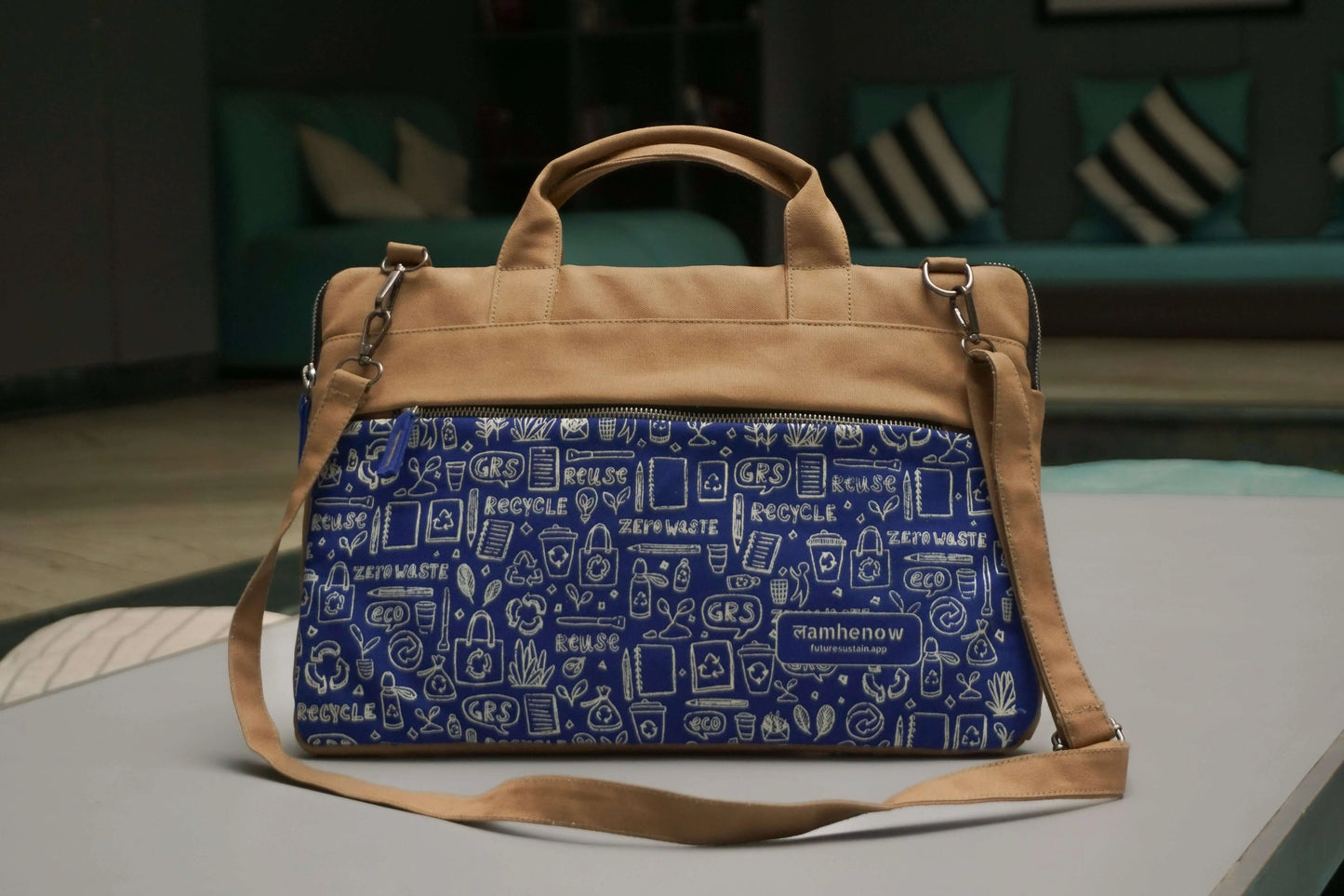 Sustainable canvas laptop sleeves stacked, eco-friendly and affordable