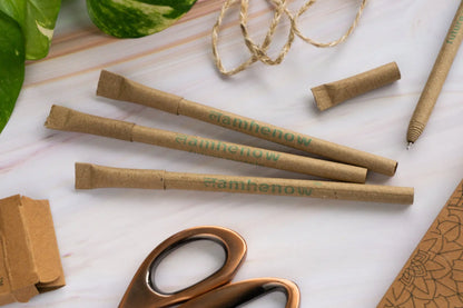 Affordable sustainable paper pens pack of five, eco-friendly office supplies