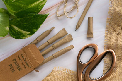 Eco-friendly paper pens with recycled kraft box, sustainable and affordable