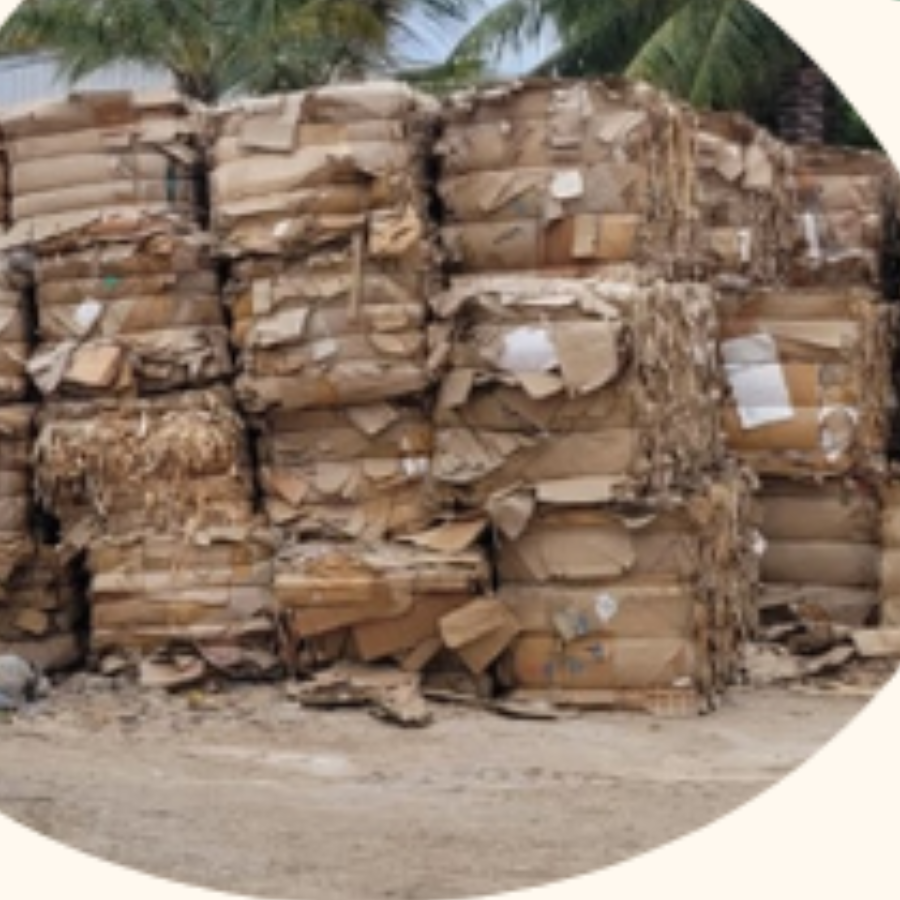 Bales of waste paper collected for recycling