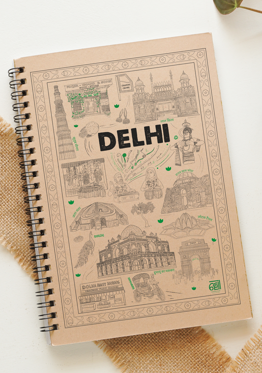 Delhi (Dilli walon ki) Wiro A5 Notepad | 80 GSM | 100 Pages | Recycled & Eco-Friendly
