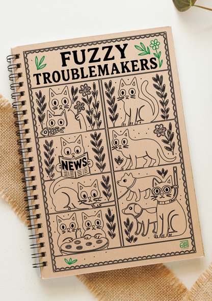 Fuzzy Troublemakers(Cat Lovers) Wiro A5 Notepad | 80 GSM | 100 Pages | Recycled & Eco-Friendly