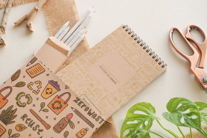 Affordable sustainable pocket planner with pastel pages, eco-friendly stationery